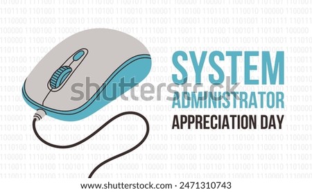 System Administrator Appreciation Day. 28 July. Computer mouse and binary code. Vector illustration in flat style. 