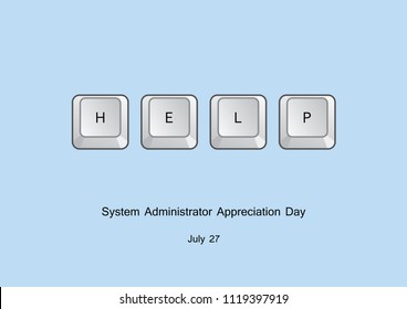 System Administrator Appreciation Day vector. Vector illustration keyboard keys. Keyboard on a blue background. Important day