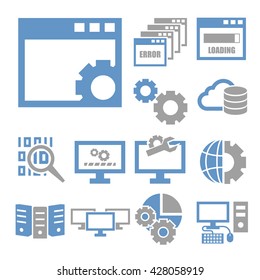 system administrator, computer network icon set