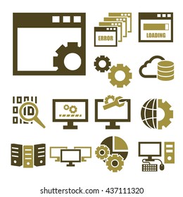 system administrator, computer network icon set