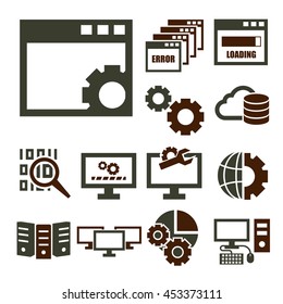 system administrator, computer network icon set