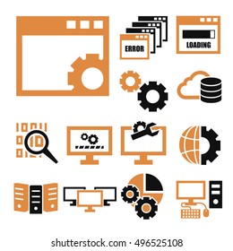 system administrator, computer network icon set