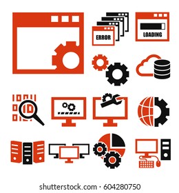 system administrator, computer network icon set