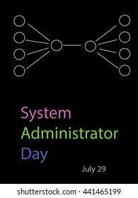 system administrator day, 29 july. stylized diagram of connecting computers