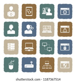 System Administrator Icons. Grunge Color Flat Design. Vector Illustration. 