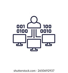 ícone de linha do administrador do sistema, conceito de rede do computador