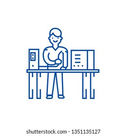 System administrator line icon concept. System administrator flat  vector symbol, sign, outline illustration.