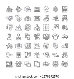 System administrator linear icons, signs, symbols vector line illustration set