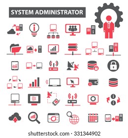 System Administrator, Network, Server Icons
