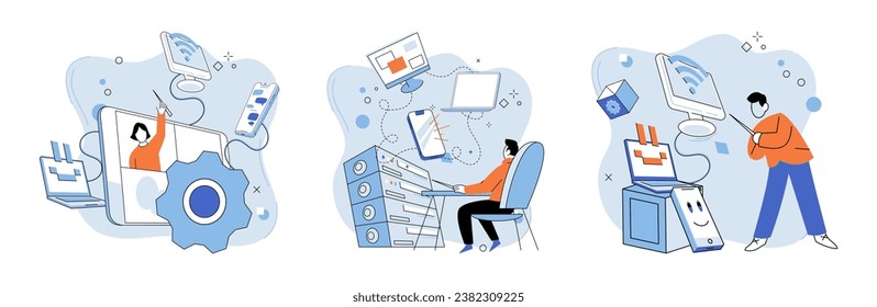 System administrator. Vector illustration. Agents provide valuable assistance and support to executives in their administrative duties Supportive managers offer aid and help to their team members