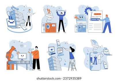 System administrator. Vector illustration. Directors ensure effective governance and regulation within organization Supportive executives provide assistance and support to their teams to achieve