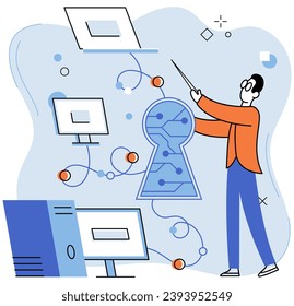 System administrator. Vector illustration. Directors ensure effective governance and regulation to maintain control within organization Supportive executives provide assistance and support