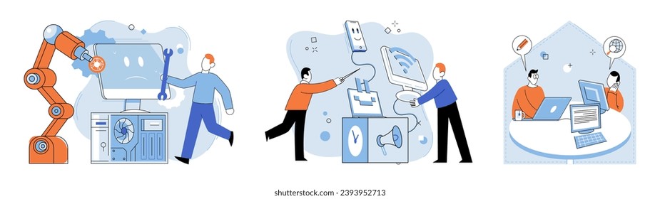 System administrator. Vector illustration. Managers provide support and assistance to their team members in administrative tasks The system administrator metaphor represents critical role The system