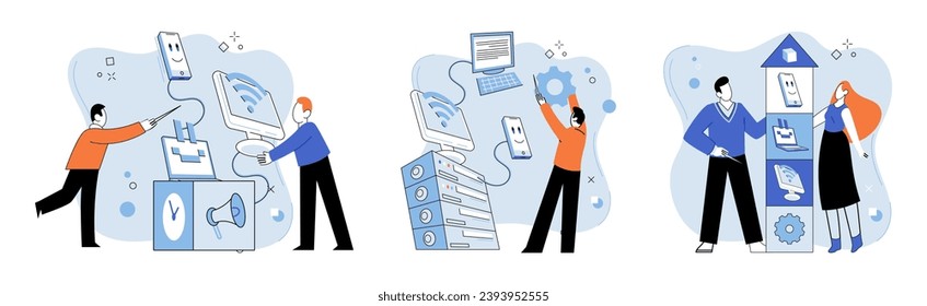 System administrator. Vector illustration. The system administrator metaphor symbolizes responsibility managing complex systems Directors provide guidance and direction to ensure effective Directors