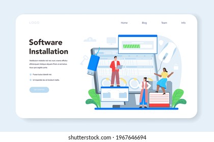System administrator web banner or landing page set. Technical work