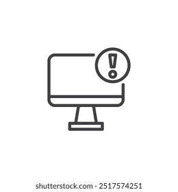 System Alert line icon. Linear style sign for mobile concept and web design. Computer screen with an exclamation mark outline vector icon. System or software notification symbol, logo illustration