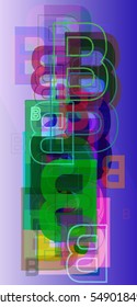 system among brilliant poster, attractive Alphabet B vector background above model