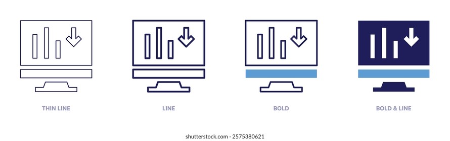 System analysis icon in 4 different styles. Thin Line, Line, Bold, and Bold Line. Duotone style. Editable stroke.