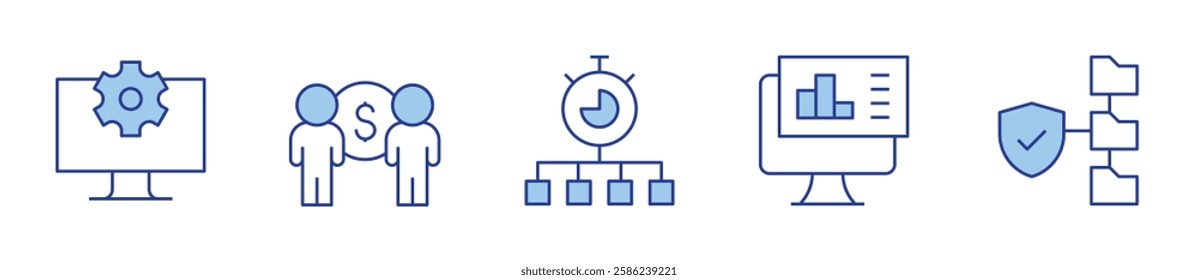 system, analysis, people, time management, data management. Management Icon vector illustration. Line Duotone style. Editable stroke.