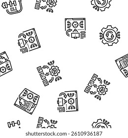 system analyst data vector seamless pattern thin line illustration