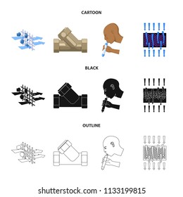 System, balloon, hand, trial .Water filtration system set collection icons in cartoon,black,outline style vector symbol stock illustration web.