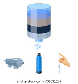 System, balloon, hand, trial .Water filtration system set collection icons in cartoon style vector symbol stock illustration web.