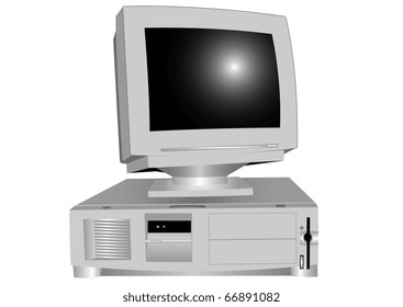 The system block and the monitor on a white background