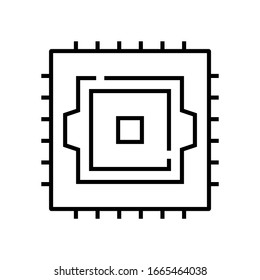 System chip line icon, concept sign, outline vector illustration, linear symbol.