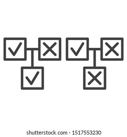The system of choice from two options. A cross and a check mark. Two options. Vector on a white background