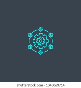 system concept blue line icon. Simple thin element on dark background. system concept outline symbol design. Can be used for web and mobile UI/UX