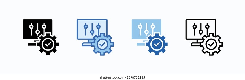 Hoja de íconos de configuración del sistema Colección de estilos múltiples Vector aislado