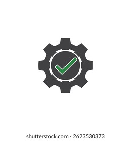 "System Configuration Success Icon – Gear and Tick Vector"

