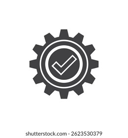 "System Configuration Success Icon – Gear and Tick Vector"

