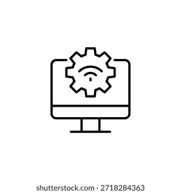 System Configuration And Wireless Network Outline Icon