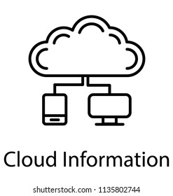 
IT system connected to a cloud, design for cloud information icon 
