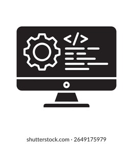 Ícone do painel de controle do sistema para configuração de software configurações da interface do usuário e ajuste de preferências do aplicativo em um monitor do computador painel de controle vetor ícone de glifo sólido