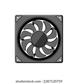 caricatura de pc del ventilador de refrigeración del sistema. tecnología informática, señal de pc del ventilador de refrigeración del sistema cpu cooler. ilustración vectorial de símbolo aislado