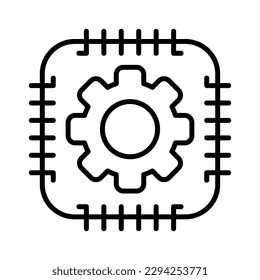 system core automation outline icon vector illustration