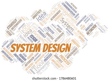 System Design typography vector word cloud.