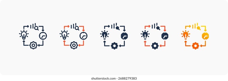 Ícone Ciclo de Vida de Desenvolvimento do Sistema define coleção de vários estilos