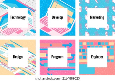 System development, web designing square vector frame
