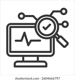 System Diagnostic Outline Icon Vector Illustration