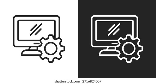 Icono De La Pantalla Del Sistema En Estilo De Línea En Blanco Y Negro