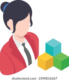 System Engineer isometric Concept, Project Manager Vector Icon Design, Software and web development symbol, Computer Programming and Coding stock illustration