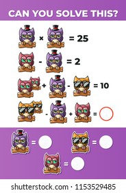 System of equations with Owls. A math game for kids.