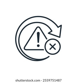 System error. Breakdown. Does not work. Failure warning.Vector linear icon isolated on white background.