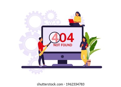 System error concept. Programmers working with system error. Vector illustration. Flat.
