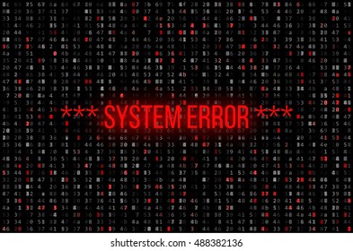 System Error Digital Numbers Background. Error in Program. Server Hacked Concept. Vector Illustration.