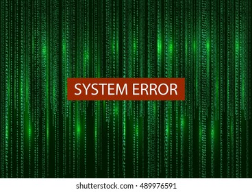 System Error Digital Numbers Background. Error in Program. Server Hacked Concept. Vector Illustration