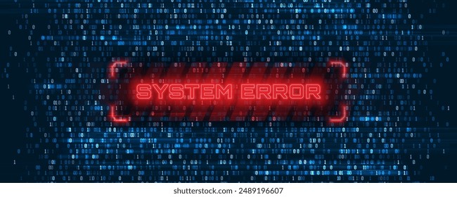 System error. Hacked system or cyber attack. Warning on the screen. Vector illustration.